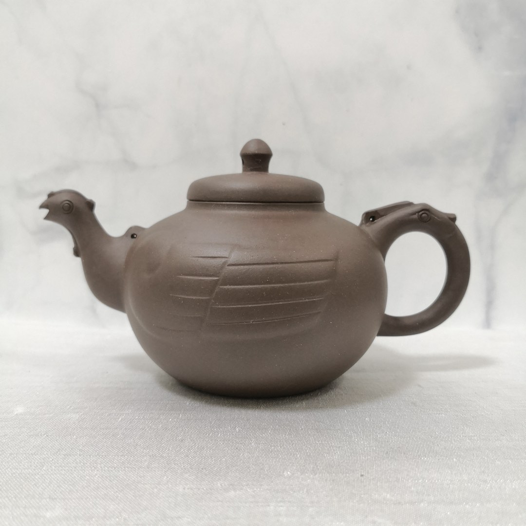 80s Genuine Zi Sha purple clay teapot 80年代 宜兴一厂 凤型壶 紫砂壶 方圆牌