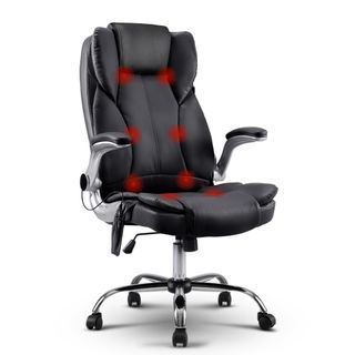 8 Point PU Leather Massage Chair – Black