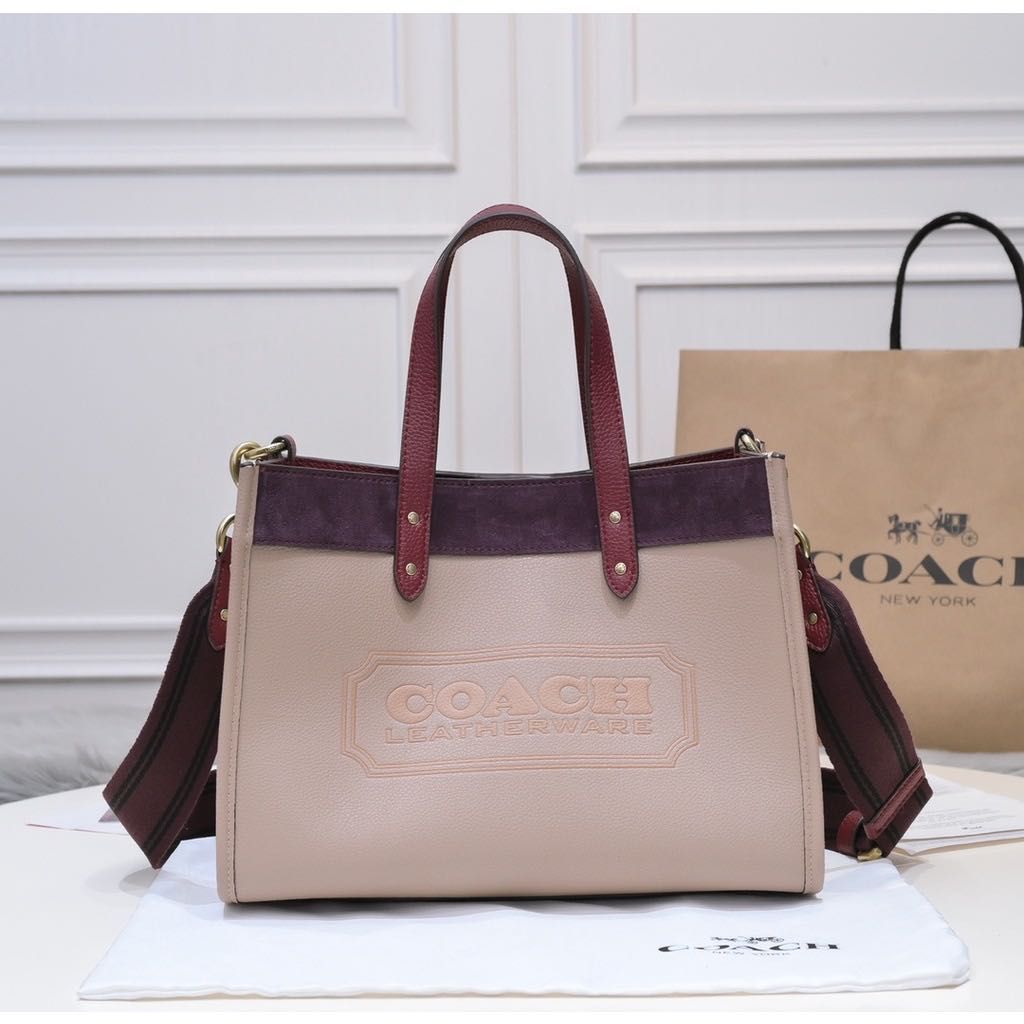 COACH FIELD TOTE COLORBLOCK Leather Square Classic sling