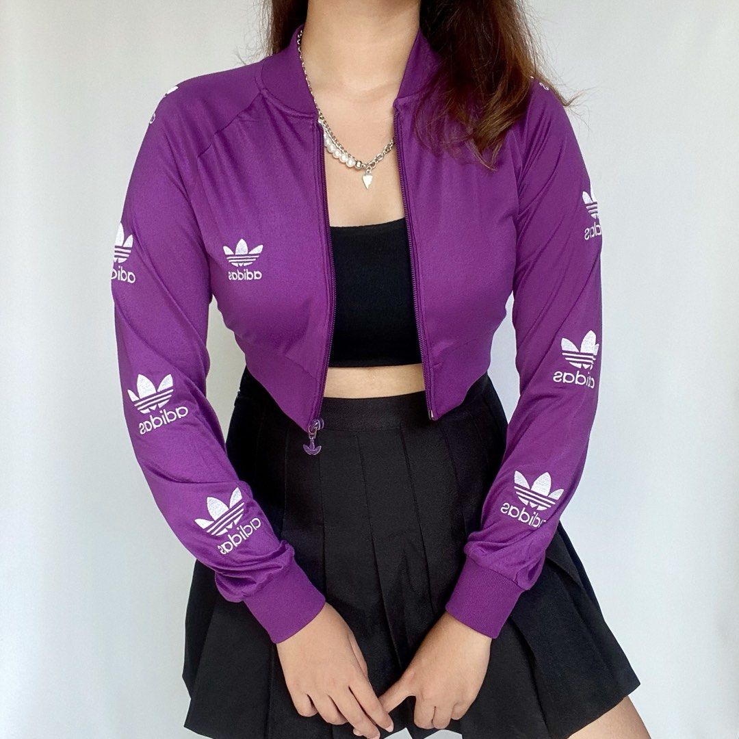Adidas crop jacket, Fesyen Wanita, Pakaian Wanita, Baju Luaran di Carousell