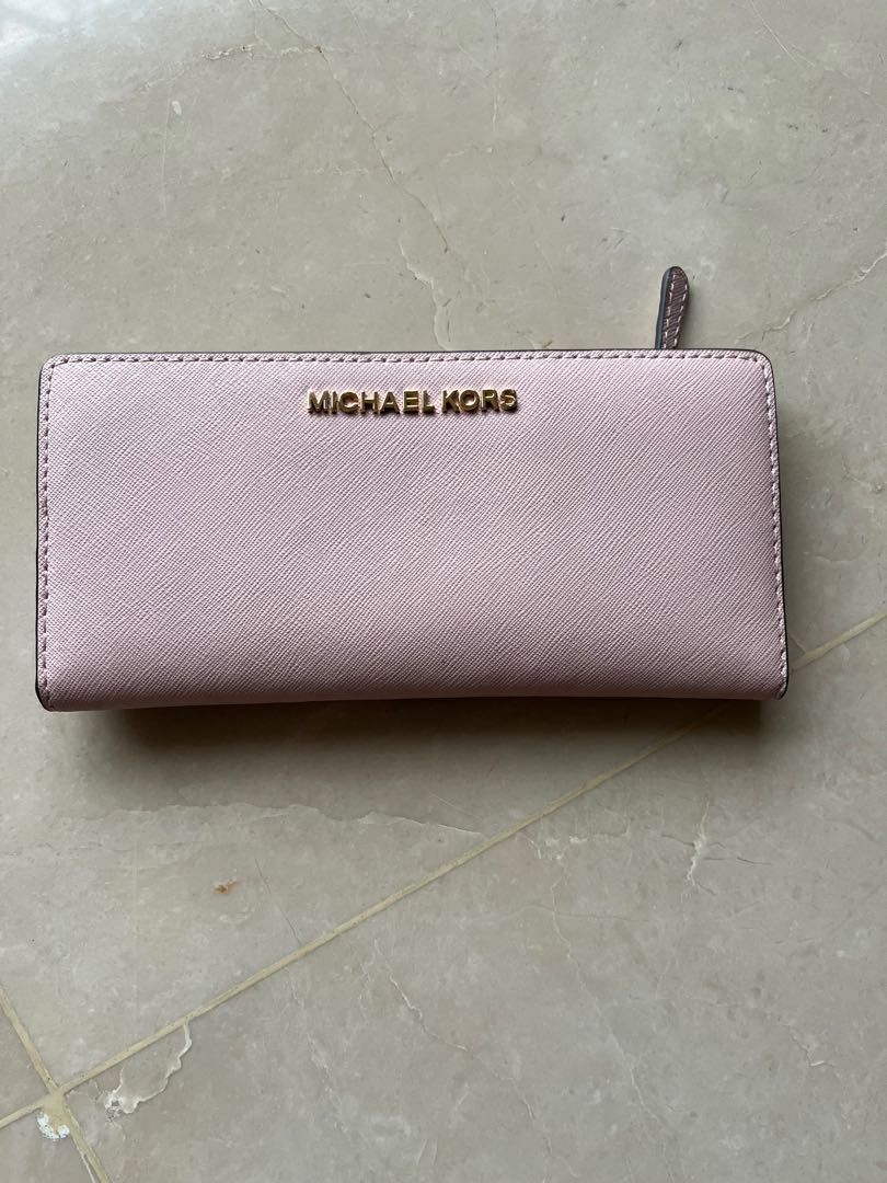 Authentic Michael Kors Saffiano Leather Pink Wallet Women s