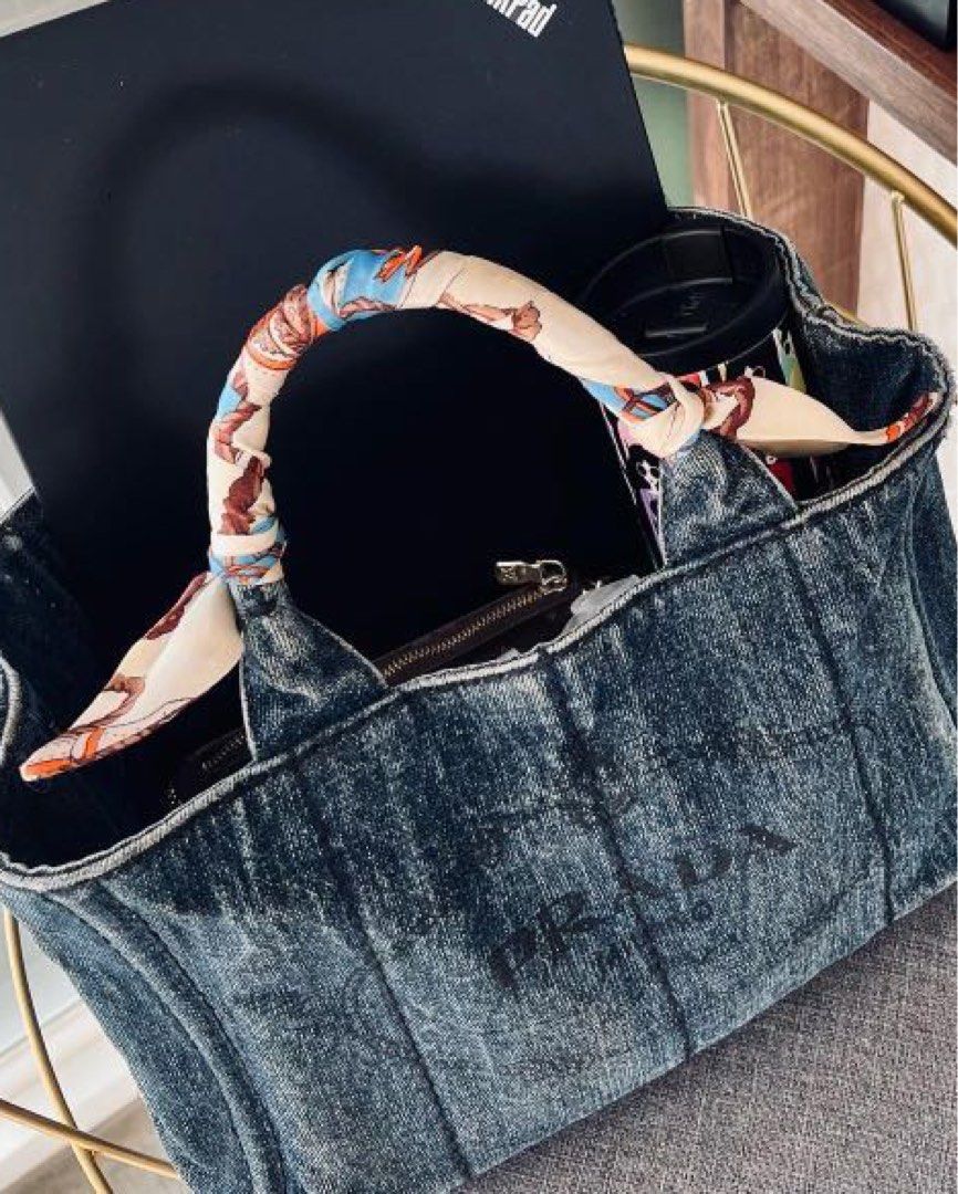 Authentic Prada Canapa Denim bag (Category: Luxury Bags & Wallets) located in Antipolo. Submitted by starstyleph (Listing ID 1137348806, Image 1). Description: Prada denim bag Prada canapa bag Like Dior In rare compact size PM size No inclusions thus selling low Guaranteed authentic.