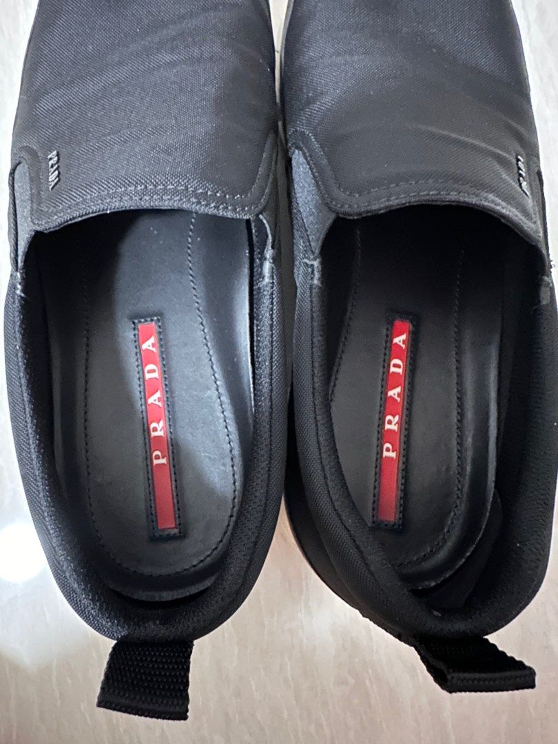 Mens black cheap prada sneakers
