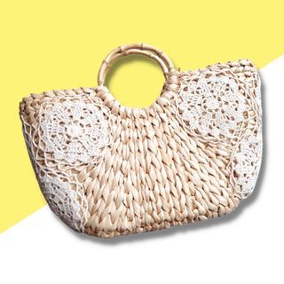 Beach Basket bag with Bamboo Handles