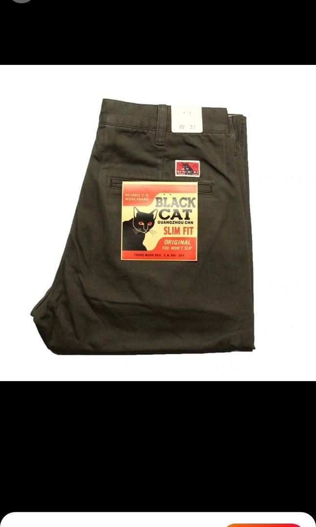 Black Cat Straight cut Chinos Pants Men s Fashion Bottoms