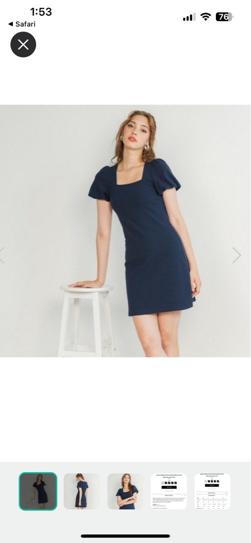 BNWT TSW THE STAGE WALK JANELIA RIBBED PUFFED SLEEVES DRESS IN NAVY ...