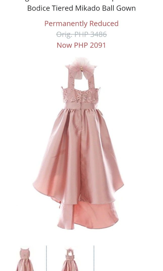 Bonnie Jean Gown Size 8 (Category: Babies & Kids Fashion) located in Manila. Submitted by warmfire.3fd685 (Listing ID 1213256007, Image 2). Description: brandnew with tag size 8 (may fit 7-8 yo) color: blush pink perfect for 7th bday or kids formal for wedding shipping c/o buyer location: QC pyment: gcash or bank.