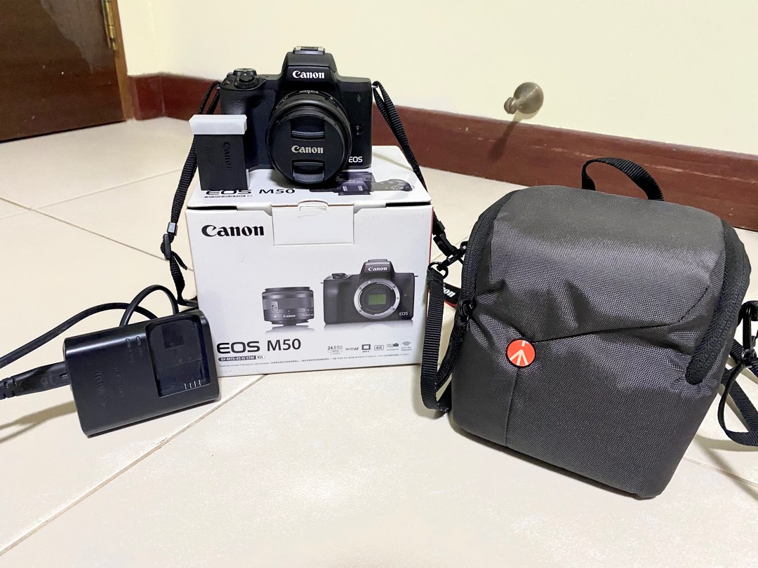 Canon M50 set and tripod, Photography, Cameras on Carousell