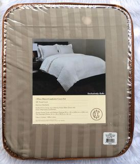Casa 3 Piece Duvet Comforter Cover Set- Damask Stripe