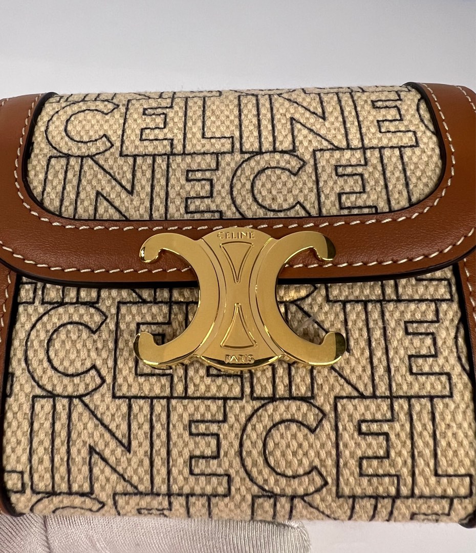 SMALL WALLET TRIOMPHE IN TEXTILE CELINE ALL OVER PRINT - NATURAL / TAN