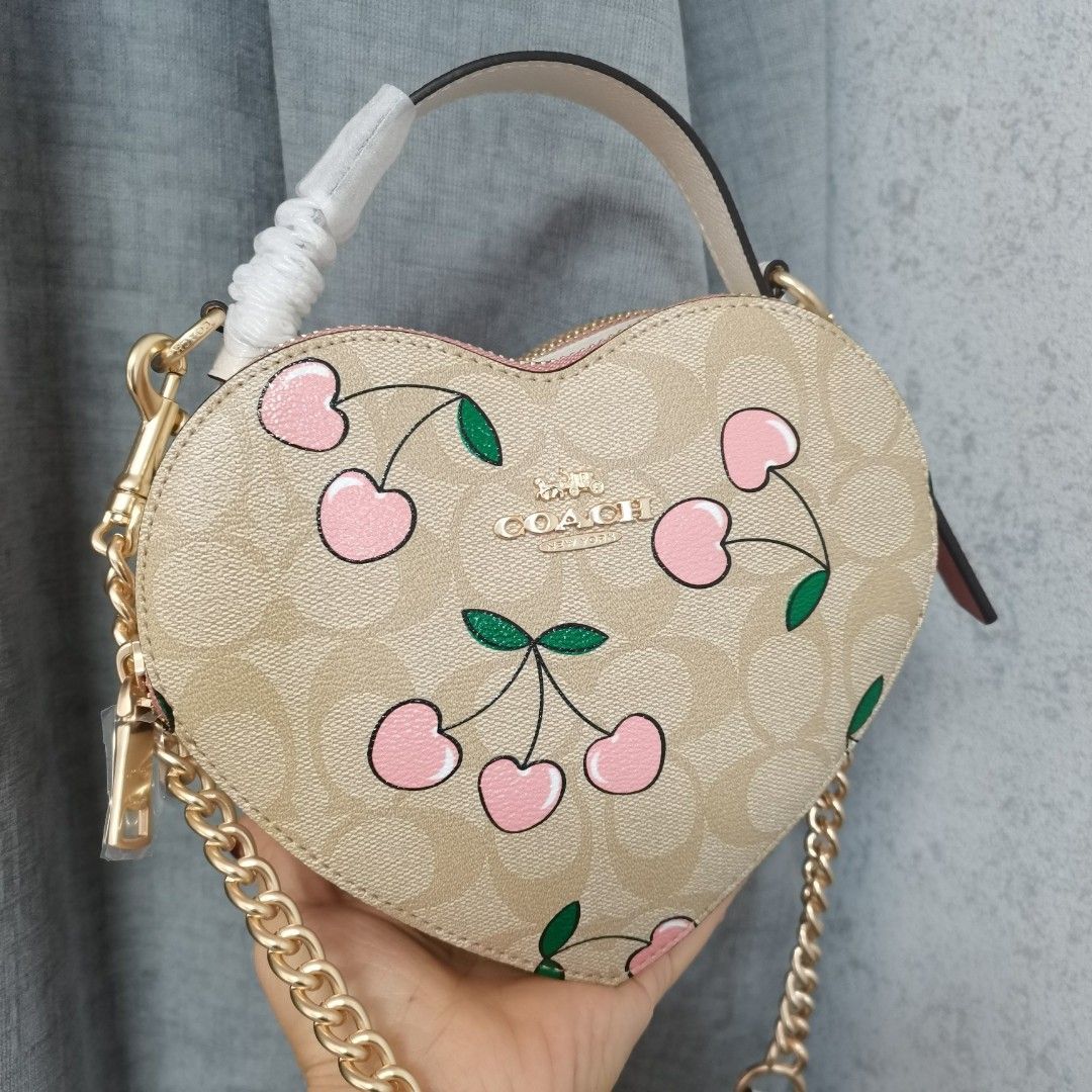 Coach Jacquard Heart Shape Cherry Crossbody Bag Women s Fashion