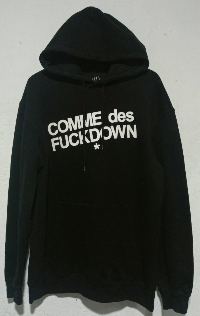 COMME des FUCKDOWN black hoodie jacket, Men's Fashion, Tops & Sets ...
