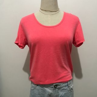 Cotton On Body Sleeved Bright Orange Pink Workout Top Size S-M