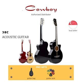 Cowboy 38 Inch Acoustic Guitar with Guitar Bag & Picks