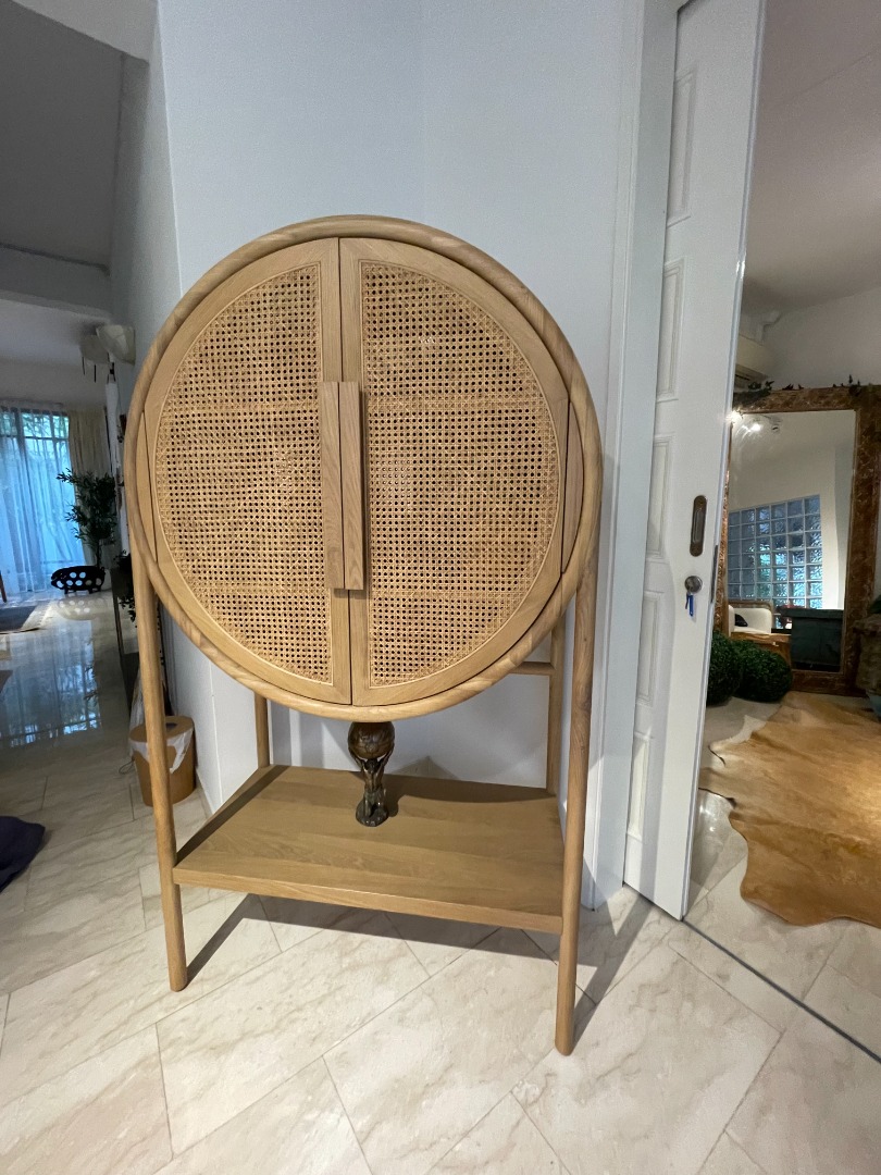 Crate and barrel on sale cane bar cabinet