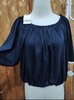 Croptop Brend Zara warna Navi