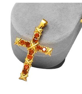 Cross Pendant 925 vermeil with Gems