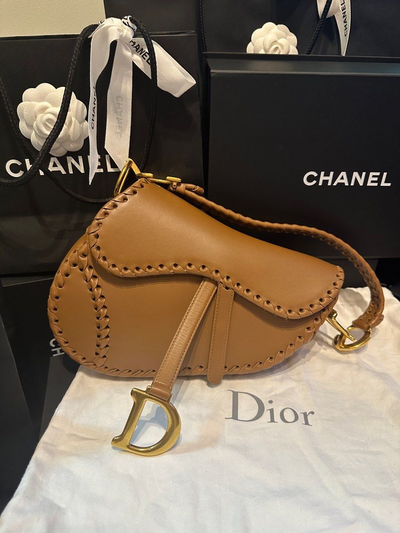 Dior Limited Edition Embroidered Saddle Bag Black Calfskin  White Emb   ＬＯＶＥＬＯＴＳＬＵＸＵＲＹ
