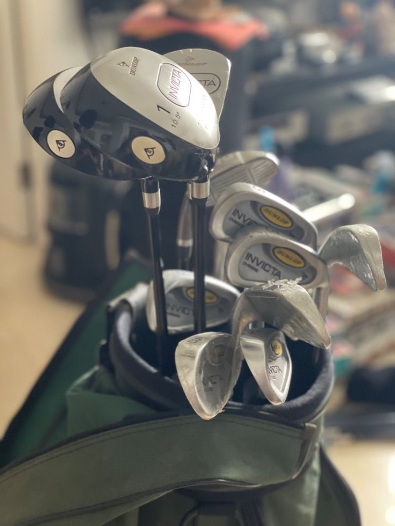 Dunlop Invicta golf clubs and Macgregor bag