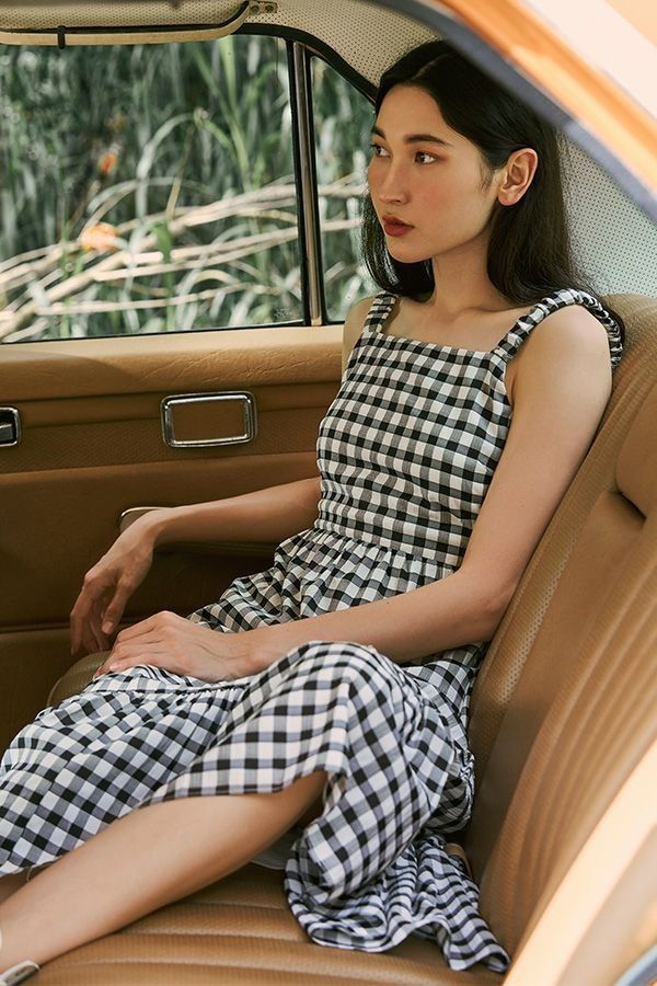 Eldora Gingham Midi Dress Women s Fashion Dresses Sets