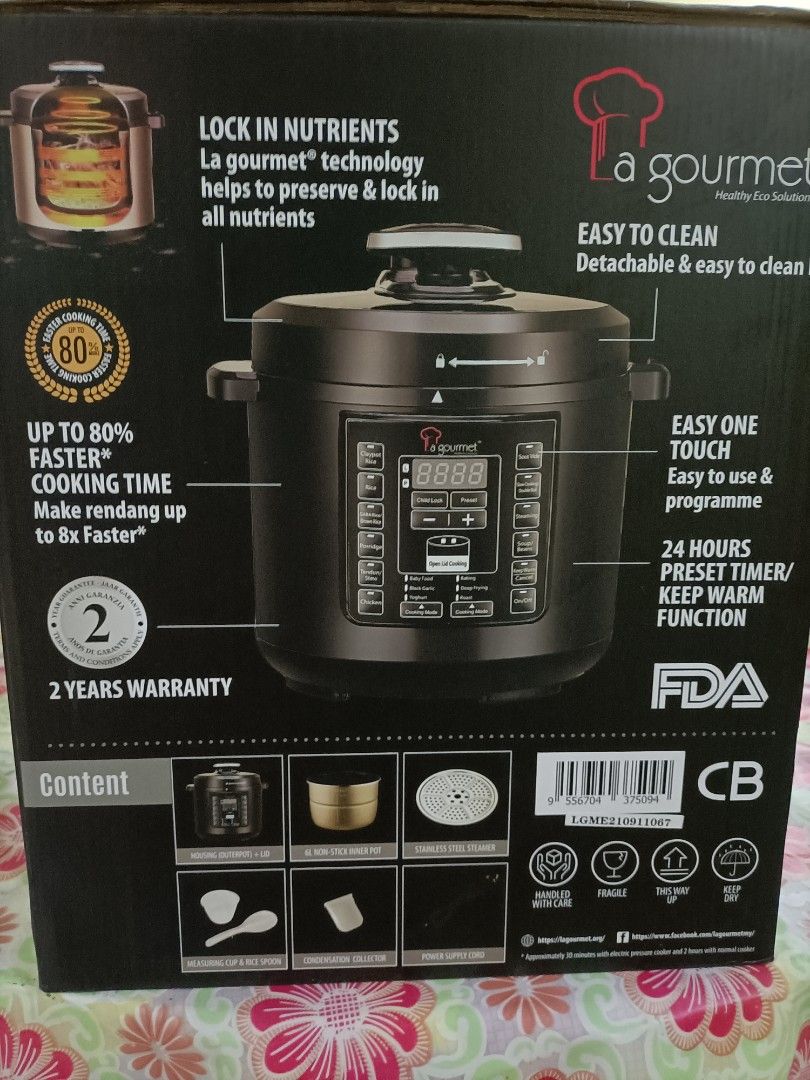 La Gourmet 6L Electric Pressure Cooker, TV & Home Appliances, Kitchen Appliances, Cookers on