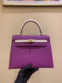 Epsom kelly 25cm handbag structured shopping tote with belt closure handmade stitch