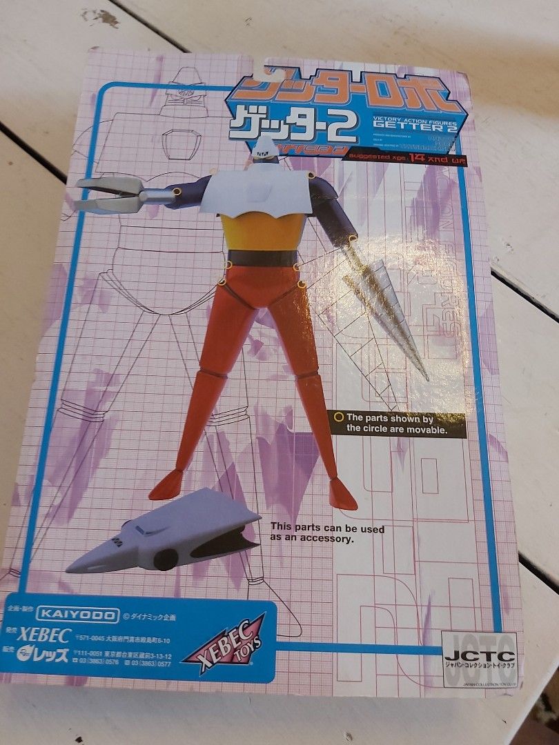 Getter 2 Japan (Category: Figurines & Statues) located in Manila. Submitted by beedle2009 (Listing ID 1213199942, Image 2). Description: Getter 2 Item condition: Very Good Condition This item is old/vintage so please expect some minor stains/damage/deterioration from ageing and so on to both the package and contents. If you have any question or concern, please do not hesitate to PM me. Thank you for visiting. More Vintage toys Soon... Voltes V, D