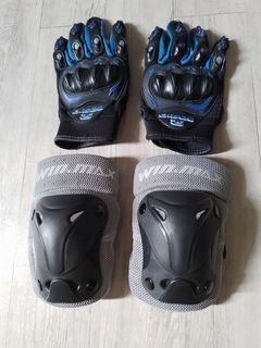 Motorcycle Gloves and Elbow Pads Bundle