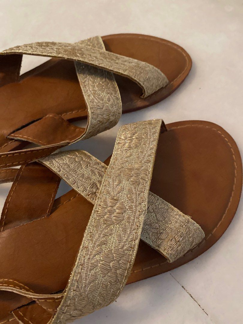 Gold cross sandals
