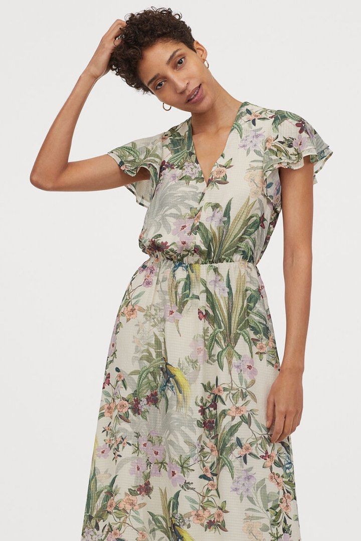 H M Floral Maxi Dress w Tie Back Detail Size UK8 Women s Fashion