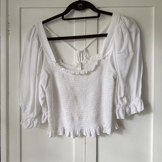 H&M Smocked Puff Sleeve Top