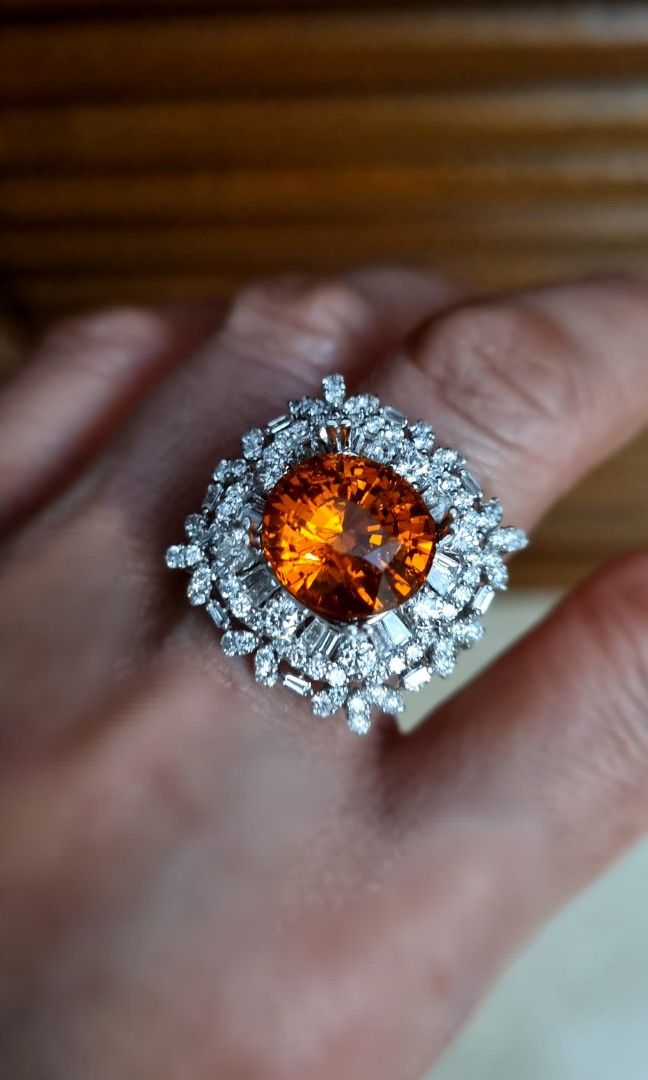 Garnet with diamond discount ring