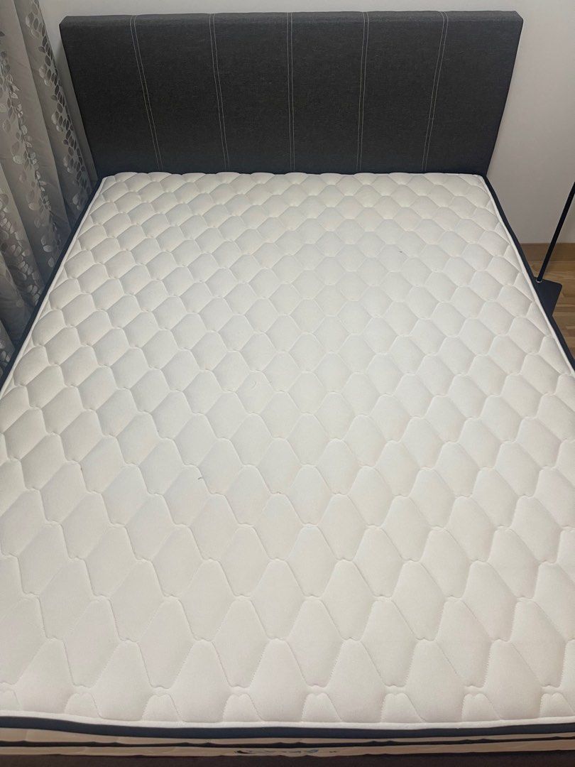 IKEA bed + mattress, Furniture & Home Living, Furniture, Bed Frames