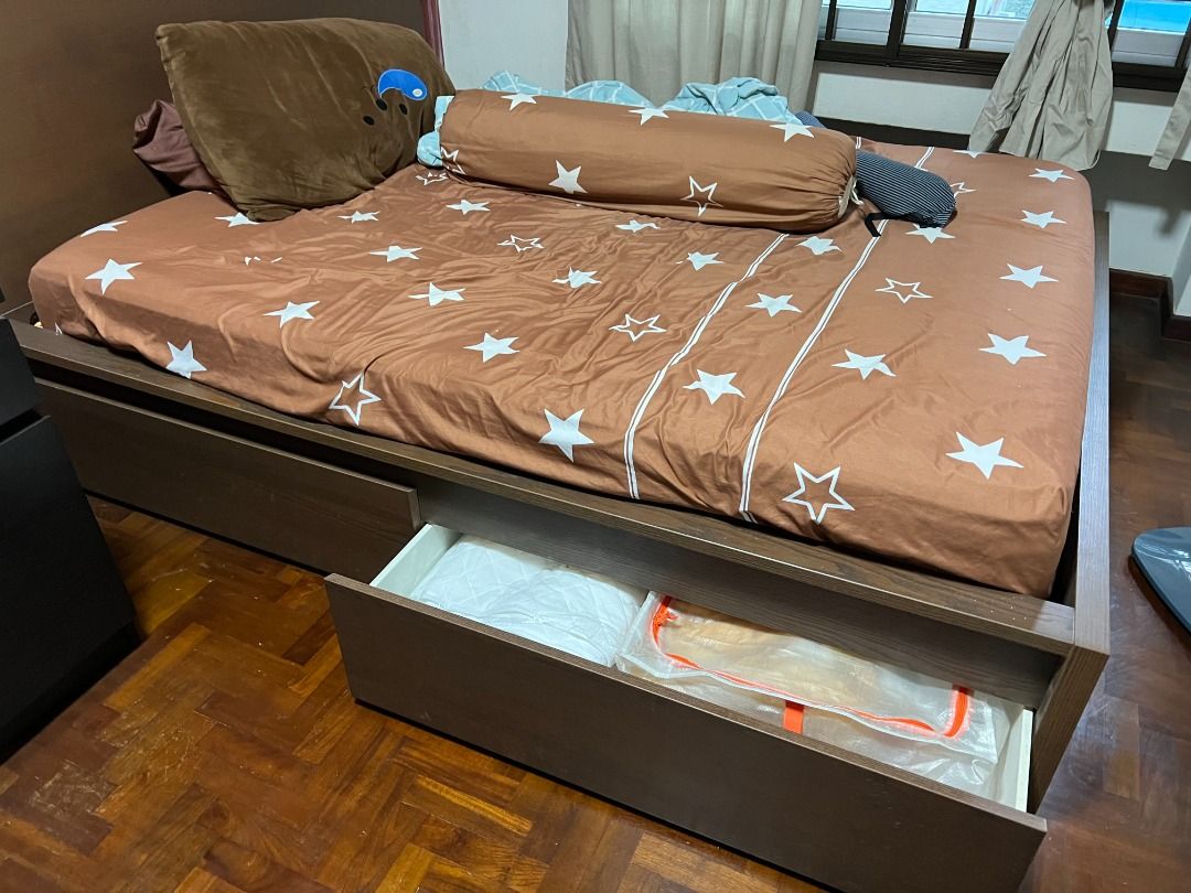 Ikea Queen Size Storage Bed for Sales, Furniture & Home Living