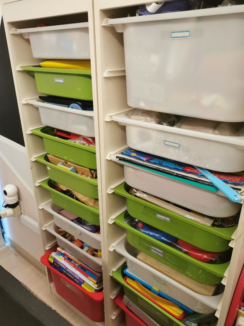 Ikea Storage Shelves with Boxes, Furniture & Home Living, Furniture