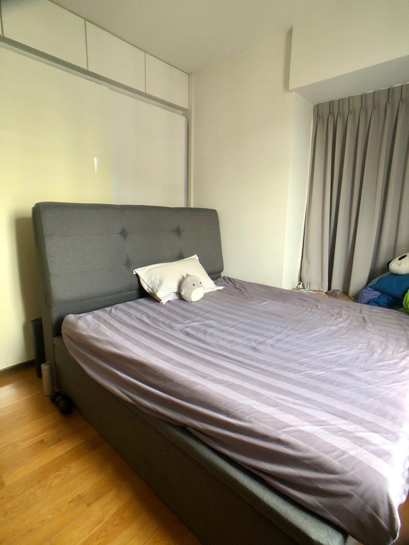 King sized storage bed frame + latex mattress, Furniture & Home Living