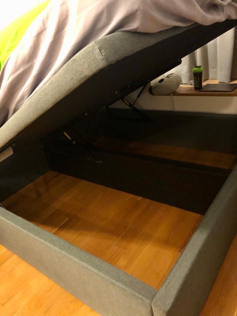 King sized storage bed frame + latex mattress, Furniture & Home Living