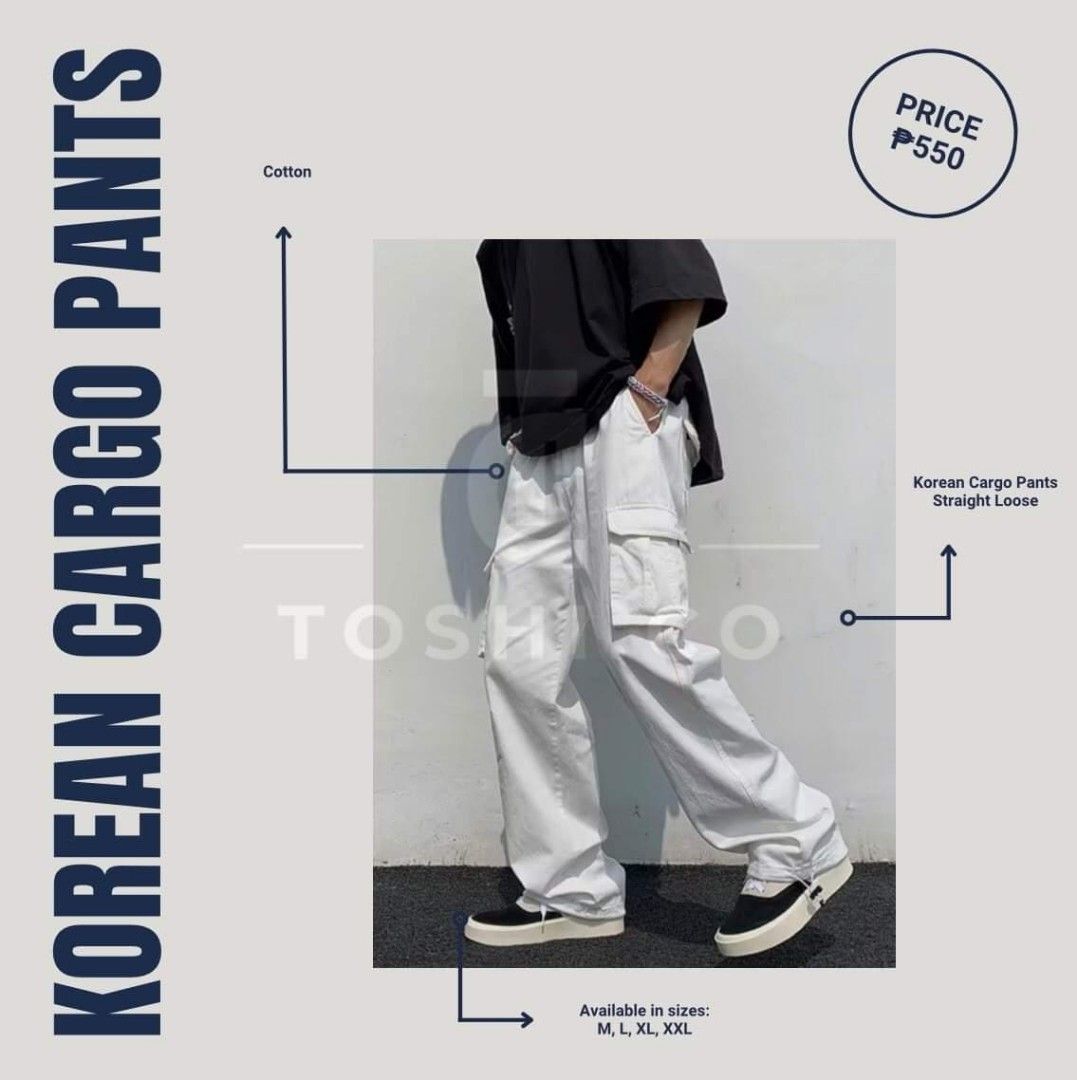 Korean Cargo Pants, Men's Fashion, Bottoms, Joggers on Carousell