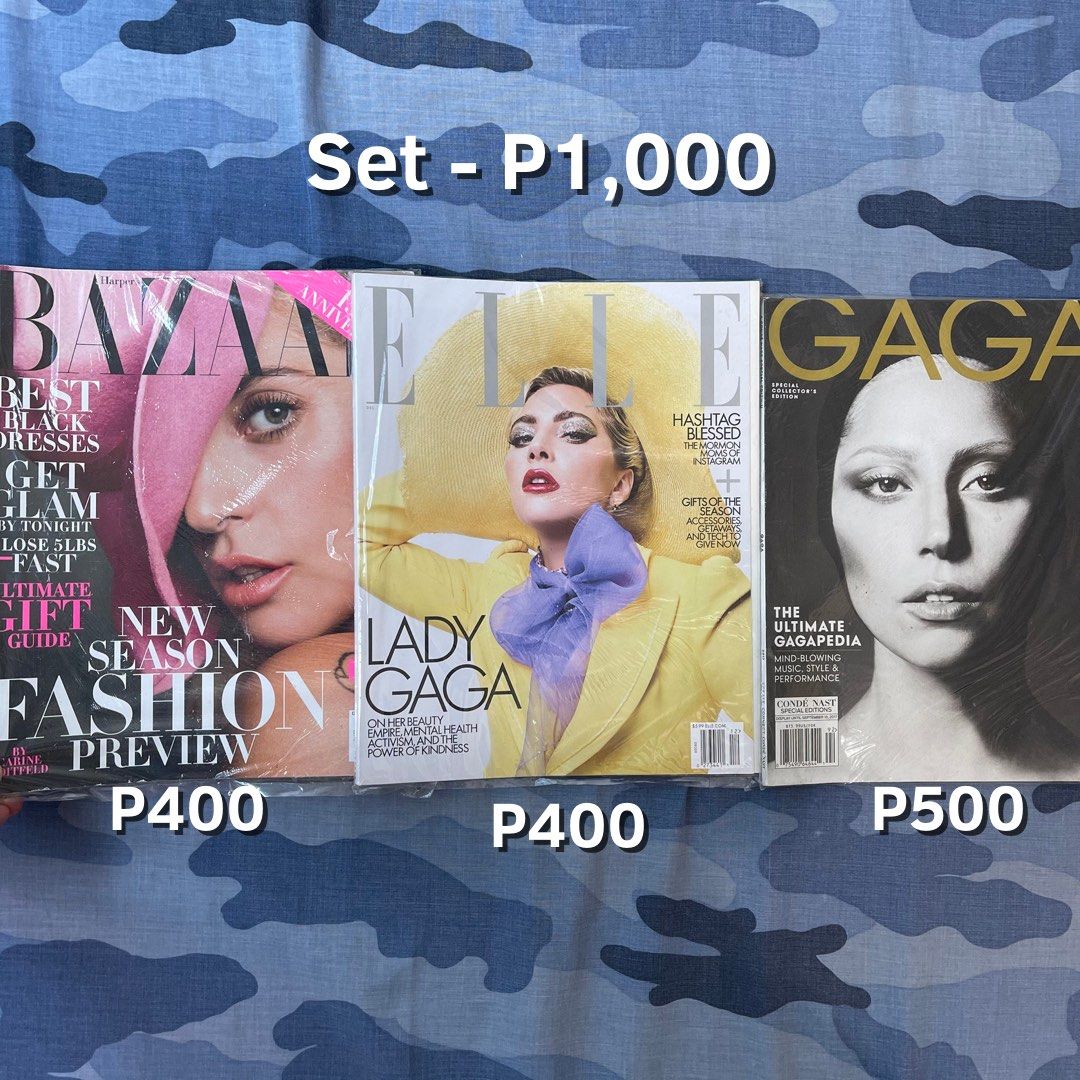 Lady Gaga Magazines (ELLE, Harper’s Bazaar) (Category: Magazines) located in Mandaluyong City. Submitted by getamplifiednow (Listing ID 1213259296, Image 1). Description: You can send me a dm for more details but most are in mint condition. MOP: Gcash and BPI MOD: GogoXpress- No COD Thank you! 💓.