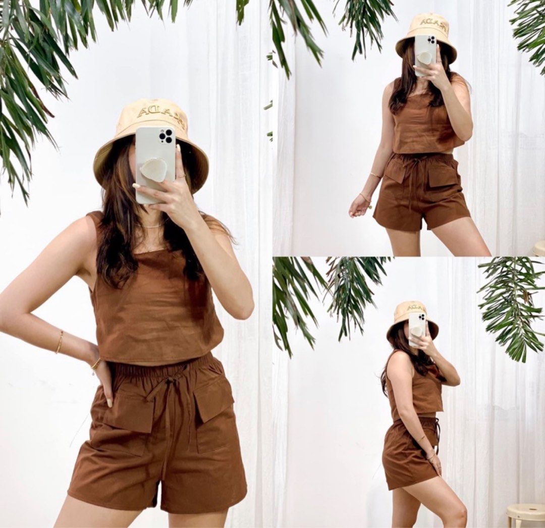 Linen Set / Coordinates in Choco Brown (Category: Sets or Coordinates) located in Manila. Submitted by shopblank (Listing ID 1213359310, Image 1). Description: Bought this for 350 Never used Nice linen-like material Best fits XS - M.