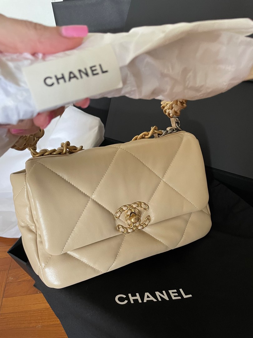 LNIB chanel 19 small beige, Luxury, Bags & Wallets on Carousell