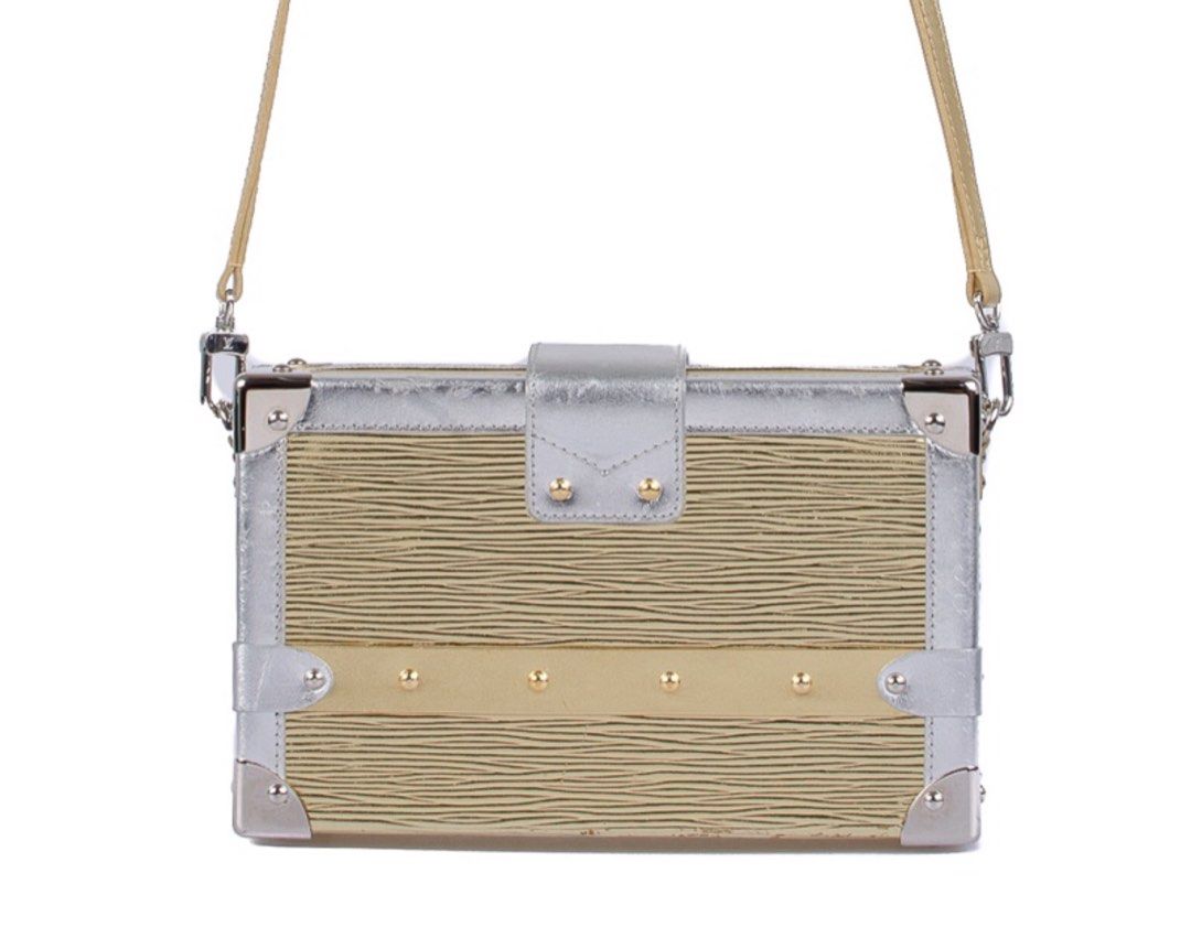 Petite malle leather handbag Louis Vuitton Silver in Leather - 19507896