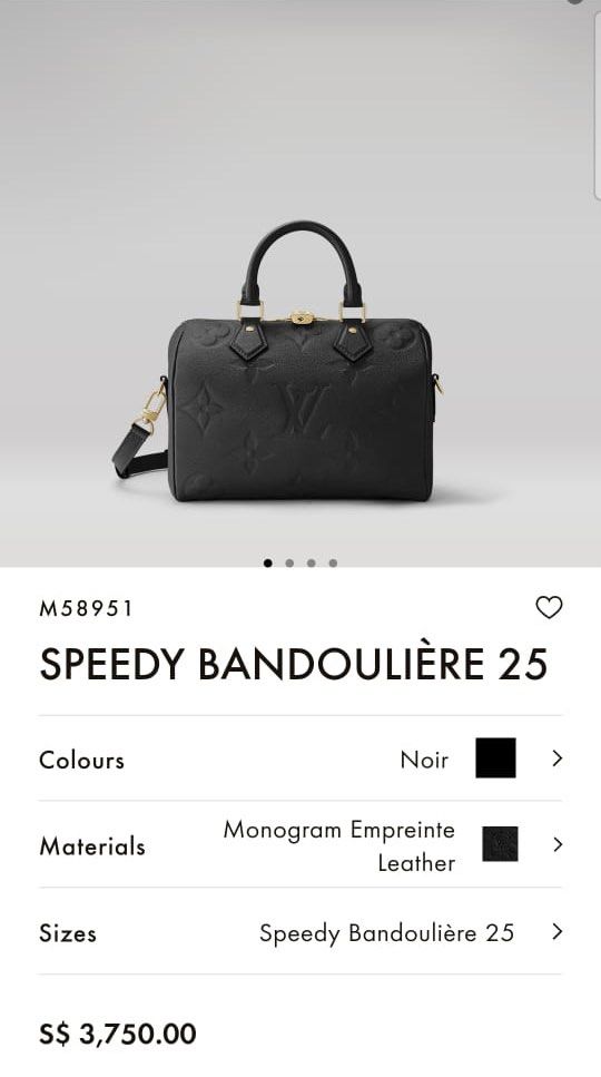 Louis Vuitton Speedy Bandouliere 25 M58951 Black 