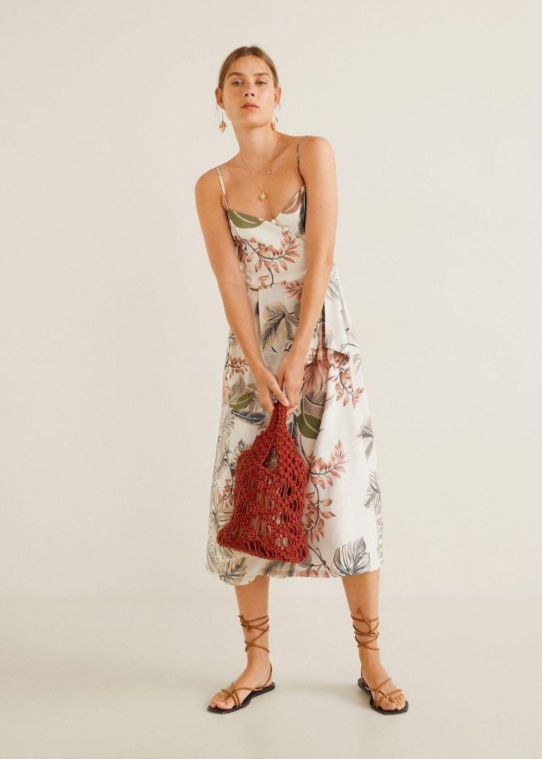 Mango linen midi dress sales