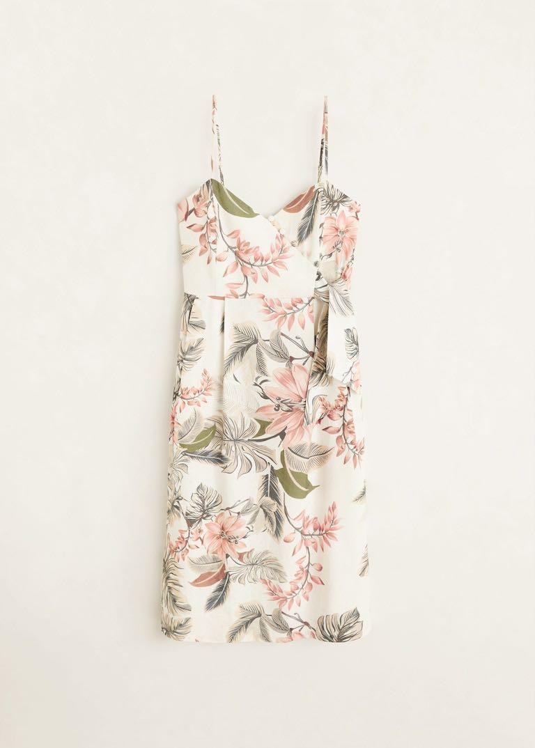 Mango floral linen blend dress store