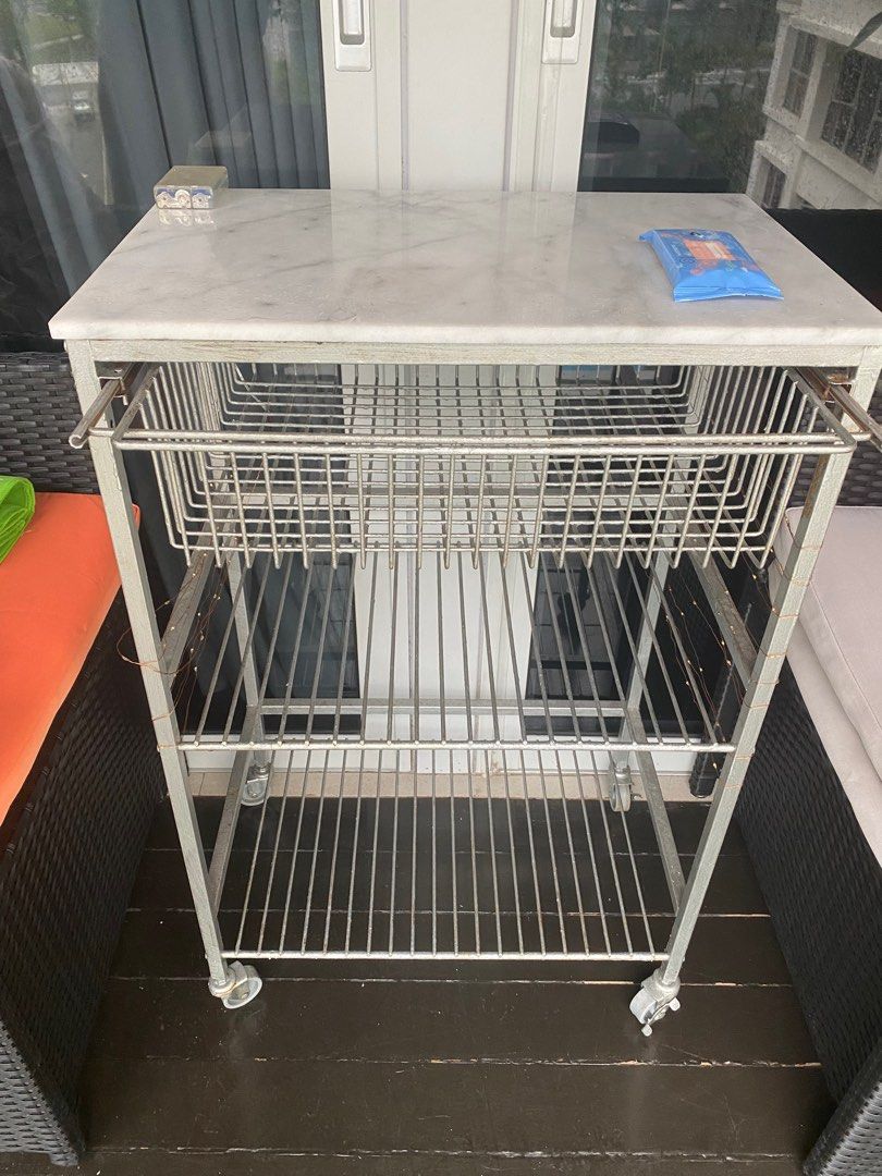 Marble top trolley rack, Furniture & Home Living, Furniture, Shelves