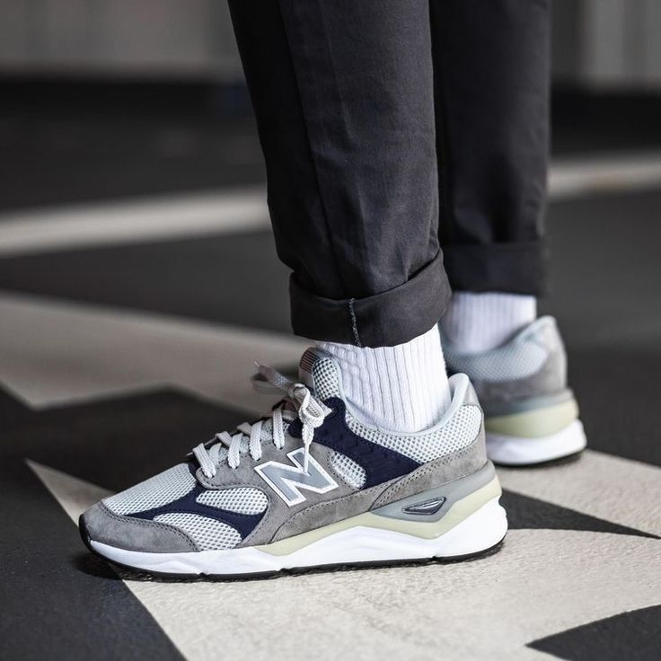 New Balance X-90, Grey & Navy Blue Men's Sneakers on Carousell