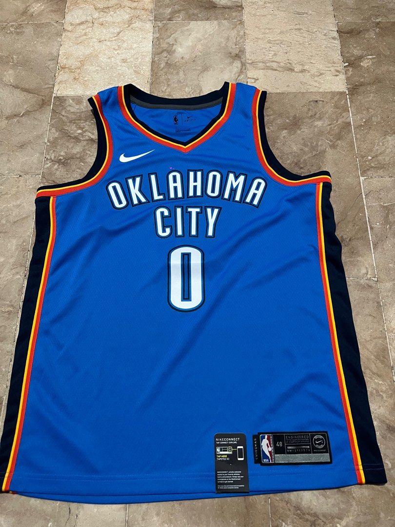 RUSSELL WESTBROOK OKLAHOMA CITY THUNDER OFFICIAL 18-19' NIKE CITY EDITION  SWINGMAN JERSEY- YOUTH BLUE