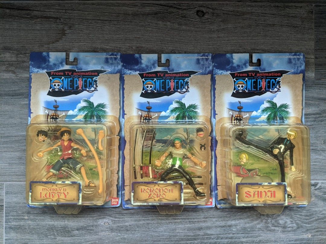 One Piece Action Figures Set of 3 Bandai 2003 Luffy, Zoro, Sanji
