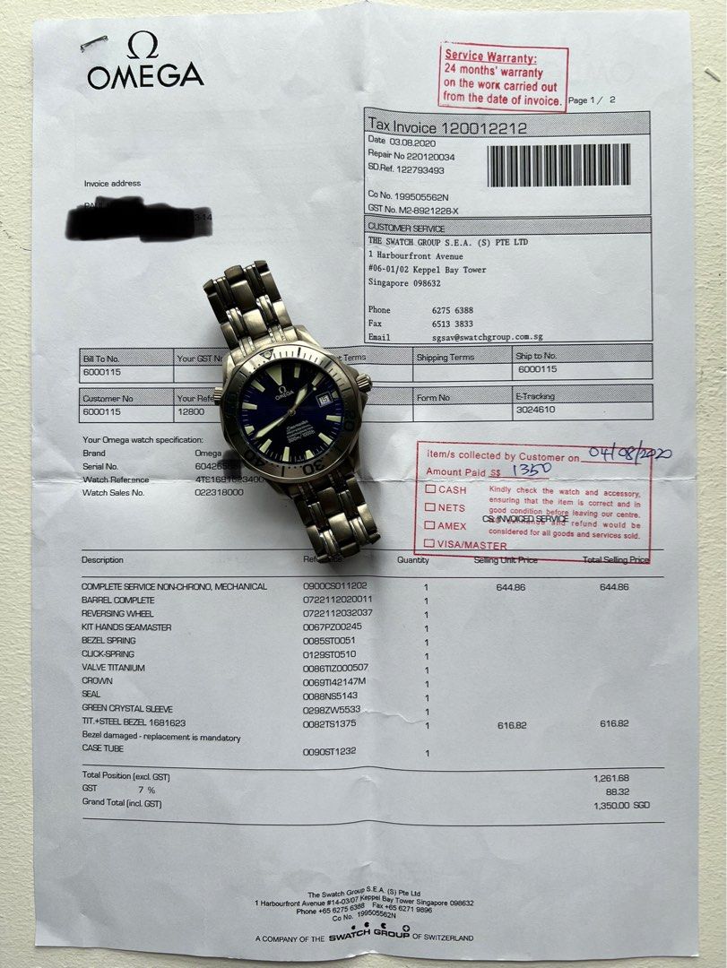 Omega overhaul cost hotsell